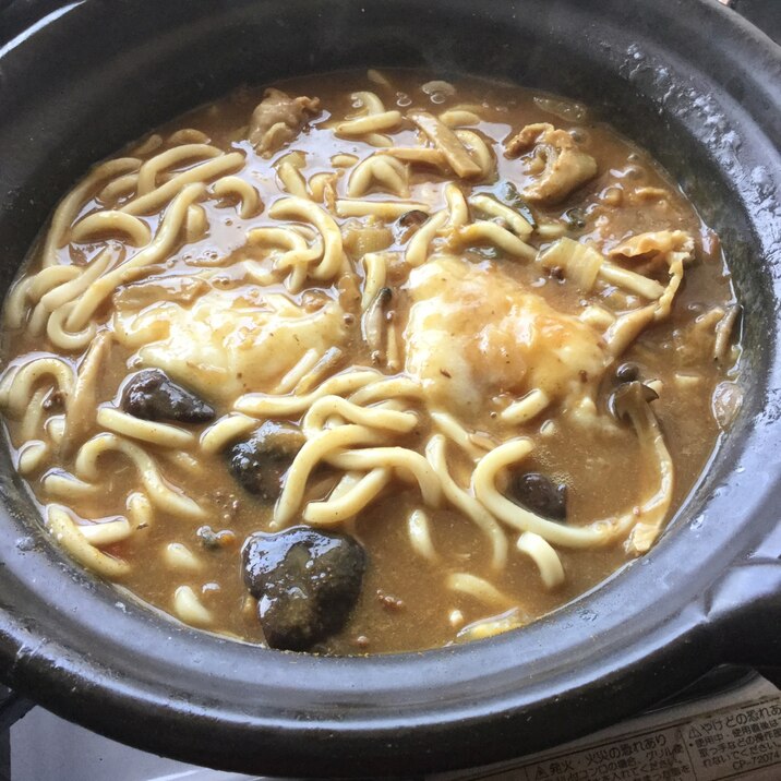 寄せ鍋の残りでお餅入りカレーうどん